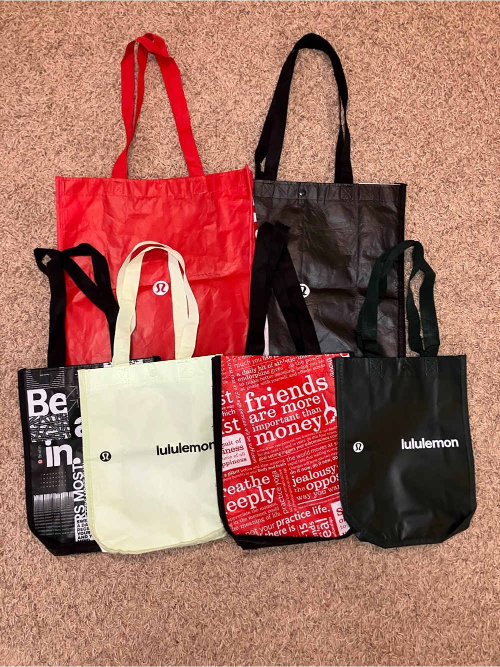 Lululemon Athletica Reusable Shopping Tote Bags Lot of 6